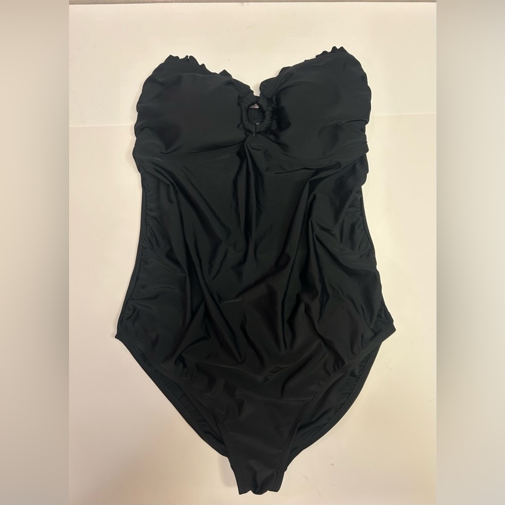 Motherhood Maternity Swimsuit Size Medium 1 Piece‎ Padded Black Strapless